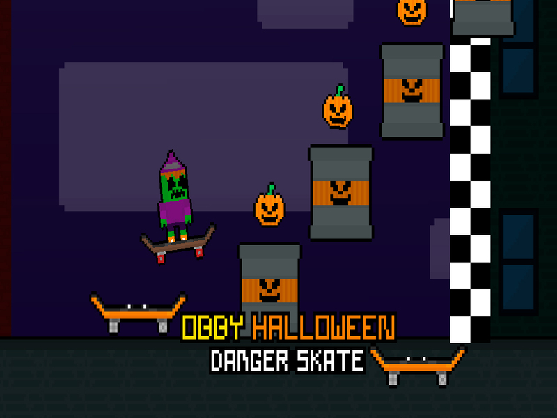 Παιχνίδι Obby Halloween Danger Skate σε απευθείας σύνδεση